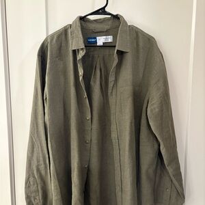 Old Navy Sage Green Linen Blend Shirt